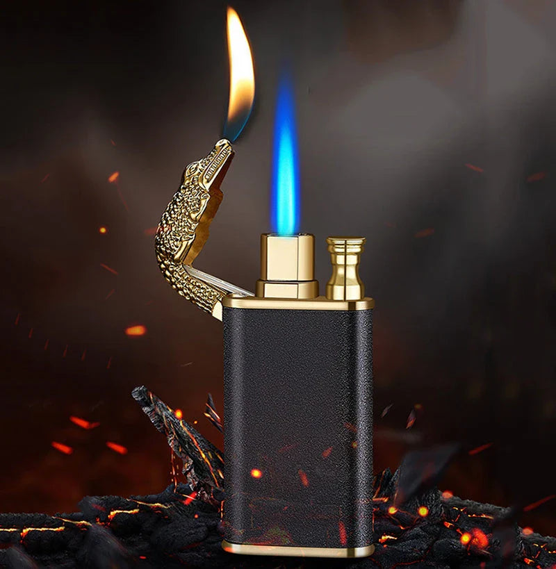 Versatile double flame lighter with a sleek and stylish design, perfect for outdoor adventures, grilling, and cigar lighting.