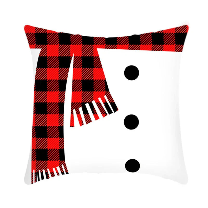 Merry Christmas cushion cover with elk and Santa Claus design in plush fabric