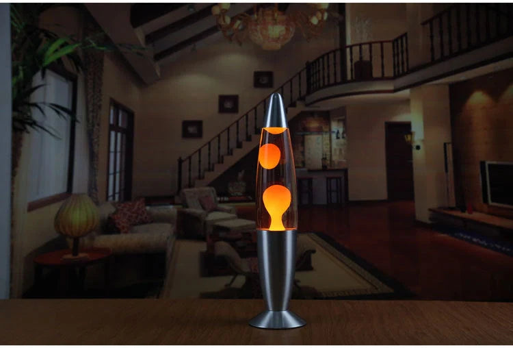 Mesmerising mood lamp with wax-filled interior, creating a captivating, soothing display of light