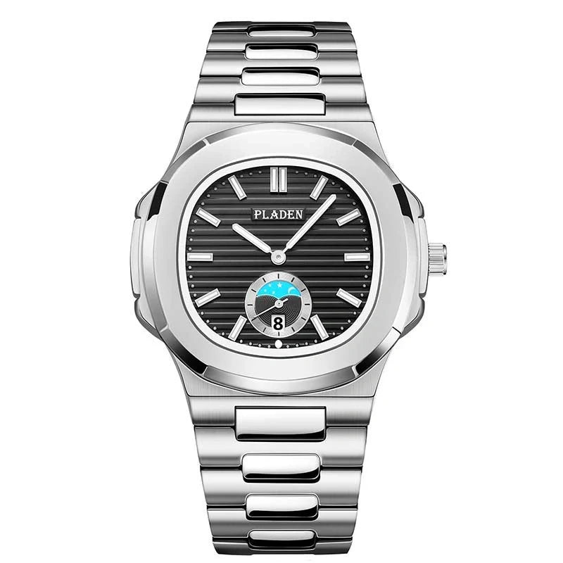 Premium Waterproof Quartz Watch with stainless steel case, mineral glass face, and quartz movement for reliable timekeeping