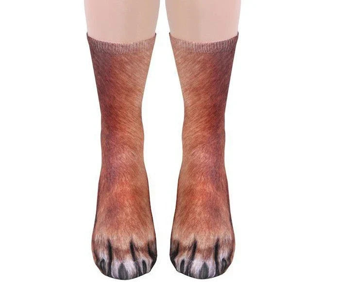 Cosy 3D animal paw socks in a variety of playful designs, including cats, dogs, elephants, tigers, and more