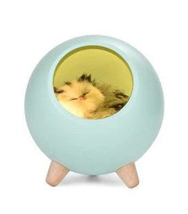 Stylish USB rechargeable LED night light with beech wood and ABS construction, emitting warm, soothing glow in various colours