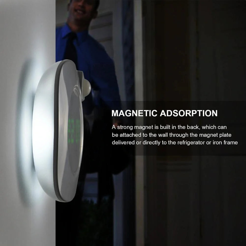 Mini Solid Colour Smart Time Human Body Sensor Light with rotary dimming and time display