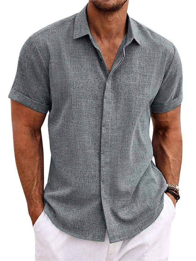 Men's stylish loose linen short-sleeved t-shirt in various colours