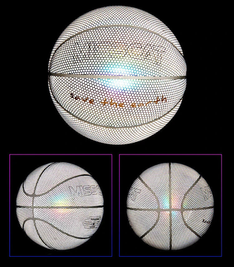 Luminous glow-in-the-dark basketball with reflective design for night games and outdoor activities