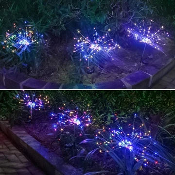 Radiant Solar-Powered Outdoor Fireworks Lights with dazzling LED display in various shapes and colours