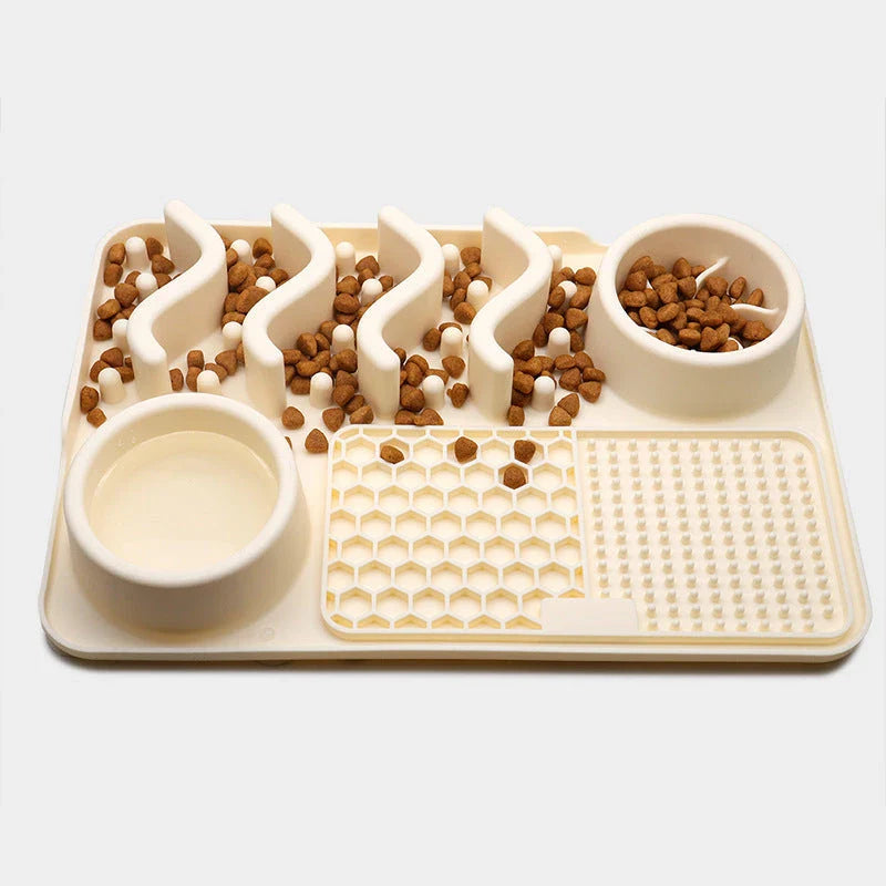 Multifunctional slow feeder silicone licking mat for dogs, available in various colors and sizes to promote healthier eating habits and dental care.