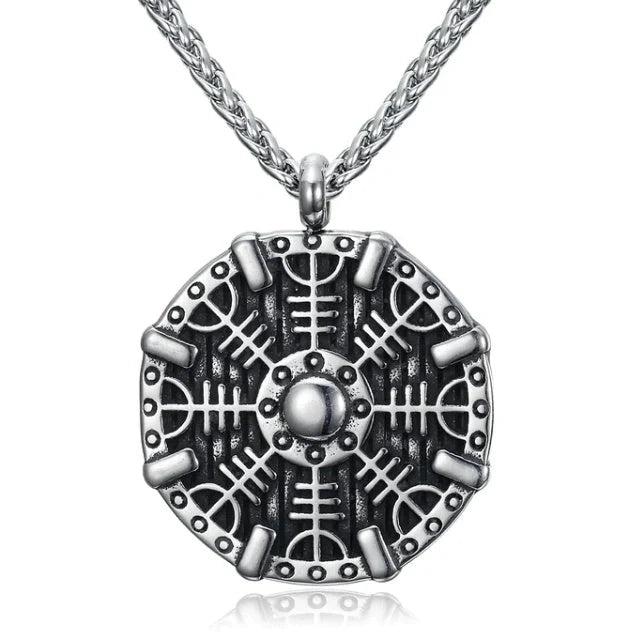 Vintage Norse rune necklaces for men, featuring a range of intricate Viking symbols and designs crafted from premium stainless steel