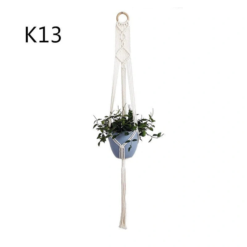 Stylish hanging cotton rope plant holder for indoor and outdoor decoration