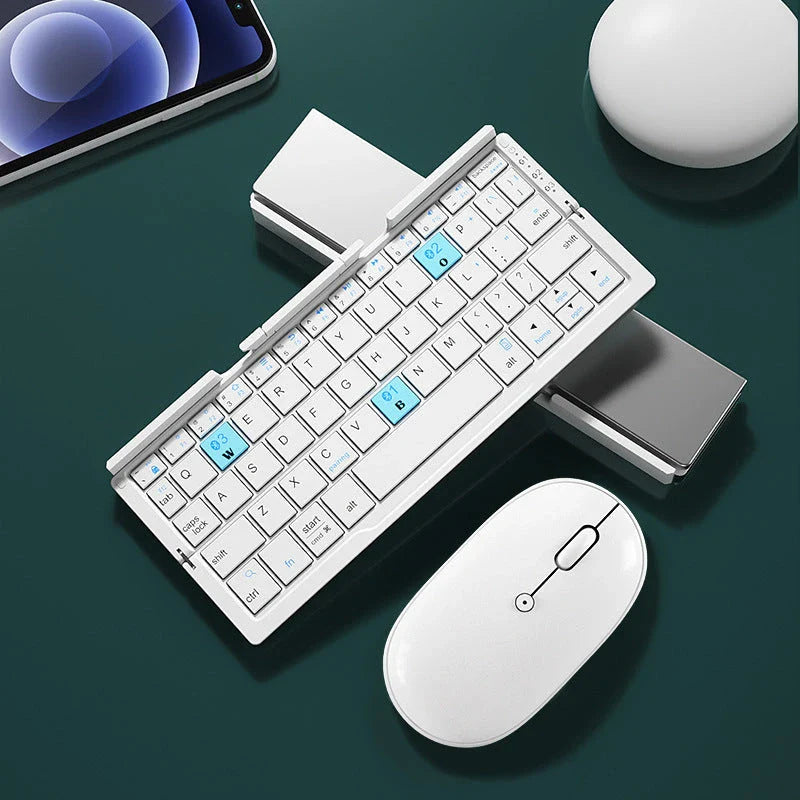 Compact Foldable Bluetooth Keyboard with Premium Aluminum Alloy Construction and Multi-Device Connectivity