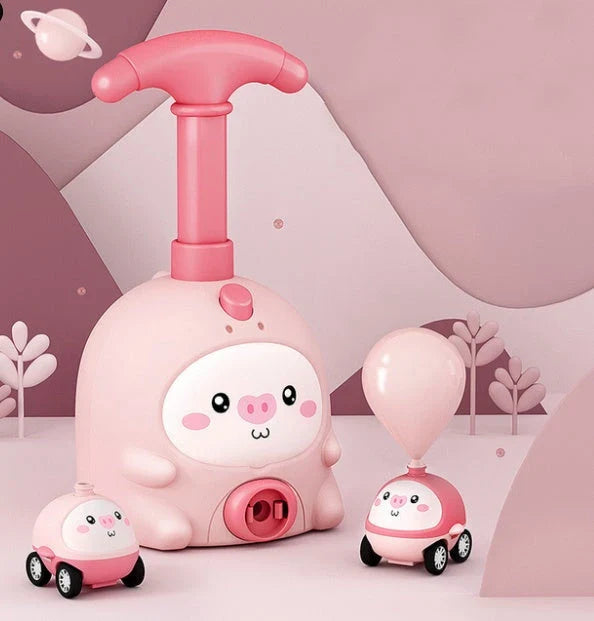 Balloon-powered car toys in various vibrant colours designed to engage children in hands-on STEM learning and independent exploration