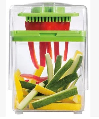 Versatile manual vegetable chopper with push-type design, storage box, and durable ABS and AS construction