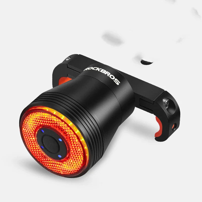 Premium bicycle rear light with intelligent brake sensing, bright LED lights, and durable aluminium alloy construction