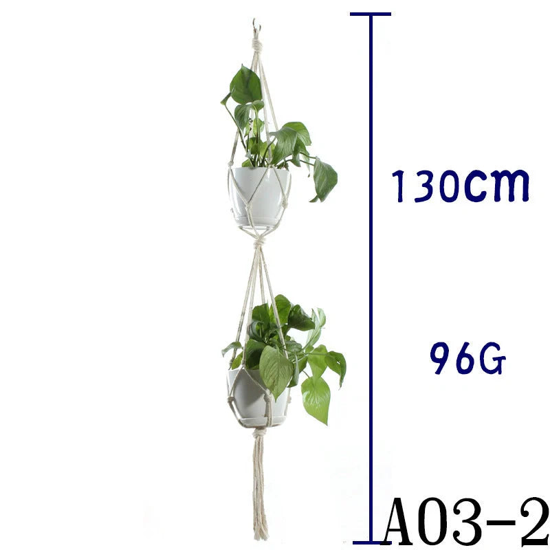 Stylish hanging cotton rope plant holder for indoor and outdoor decoration