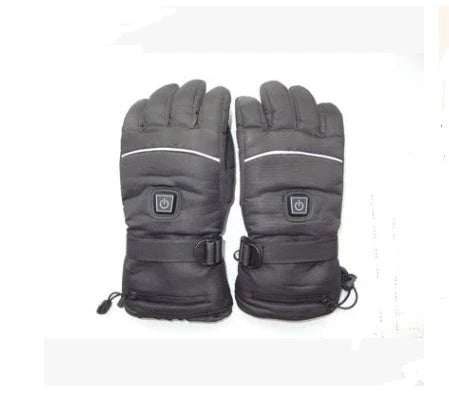 Rechargeable heated gloves with adjustable temperature control, non-slip leather palm, and breathable velvet lining