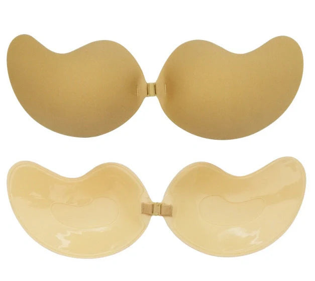 Lala Goddess Mango Cup deep V invisible bra in black and flesh colors