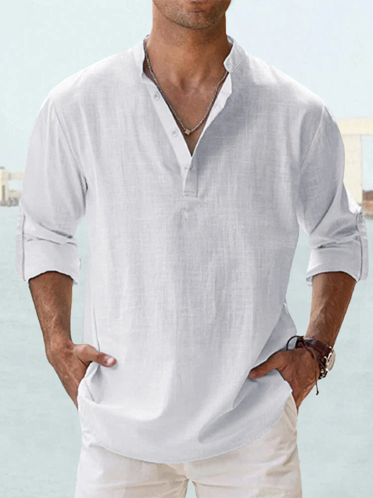 Stylish men's cotton linen shirt in various colours, perfect for casual wear