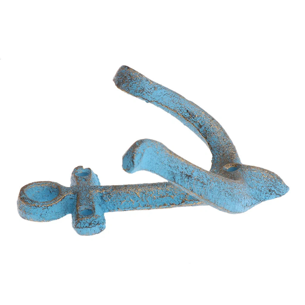 Industrial-style wrought iron wall hook with multiple rows for hanging coats and bags