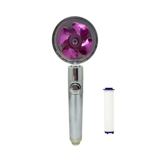 Modern minimalist high-pressure shower head with on/off switch and water-saving technology