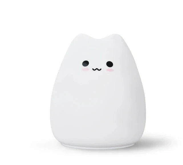 Adorable cat design silicone touch sensor LED night light for children with colour-changing feature