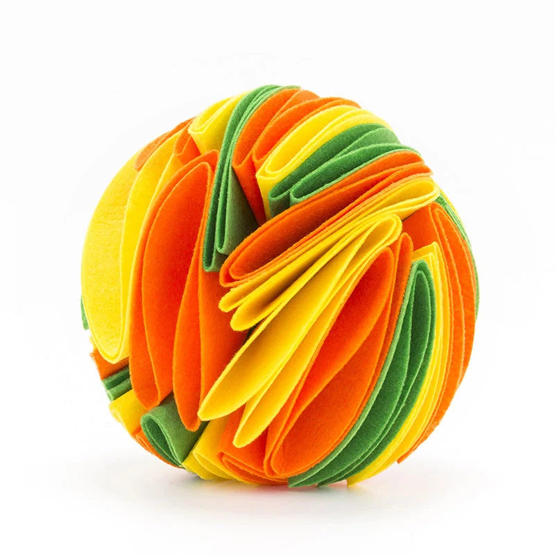 Foldable Dog Snuffle Ball in various colours for pet training and feeding