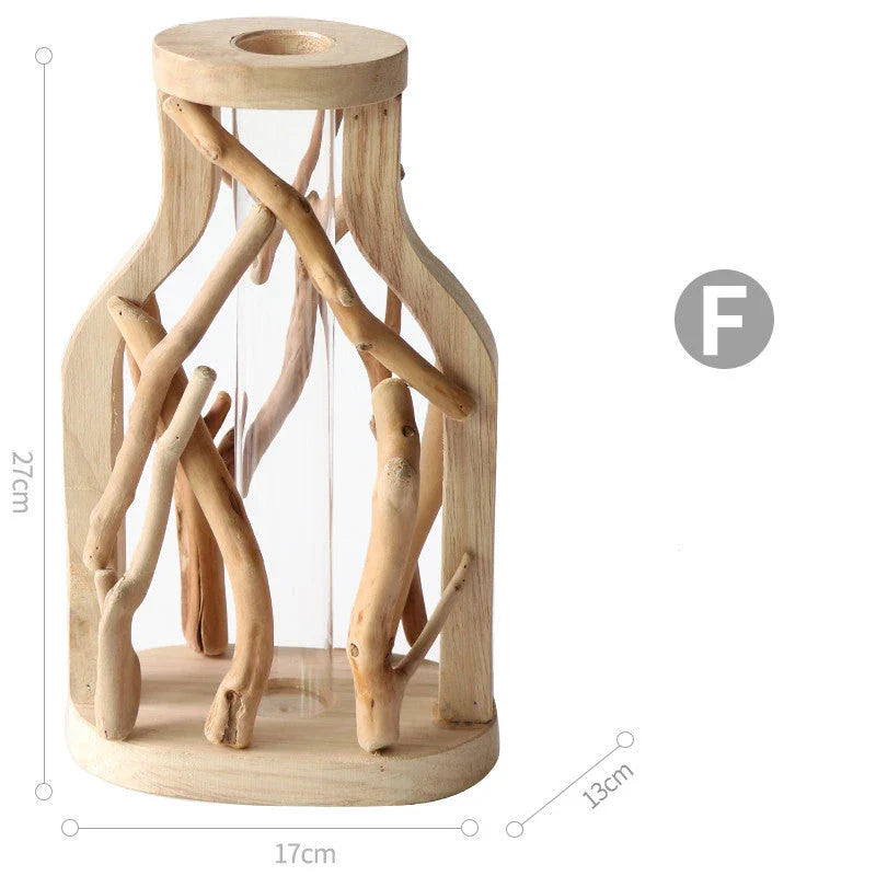 Elegant handcrafted wooden vase with intricate detailing, designed to elevate home decor