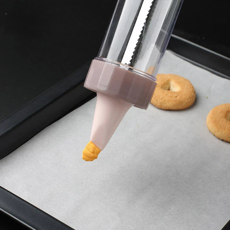Premium Cookie Press Kit with interchangeable decorative discs for crafting a variety of biscuits and cakes