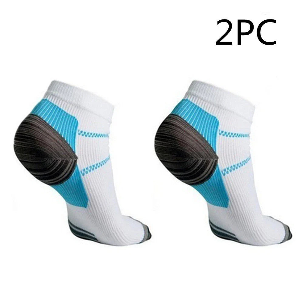 Premium compression socks designed to relieve plantar fasciitis, heel spurs, and arch pain with medical-grade support and breathable nylon fabric.