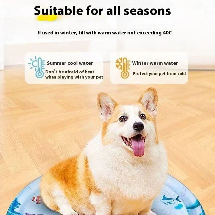 Cooling pet water mat with vibrant animal-themed designs for dogs and cats to stay cool and comfortable