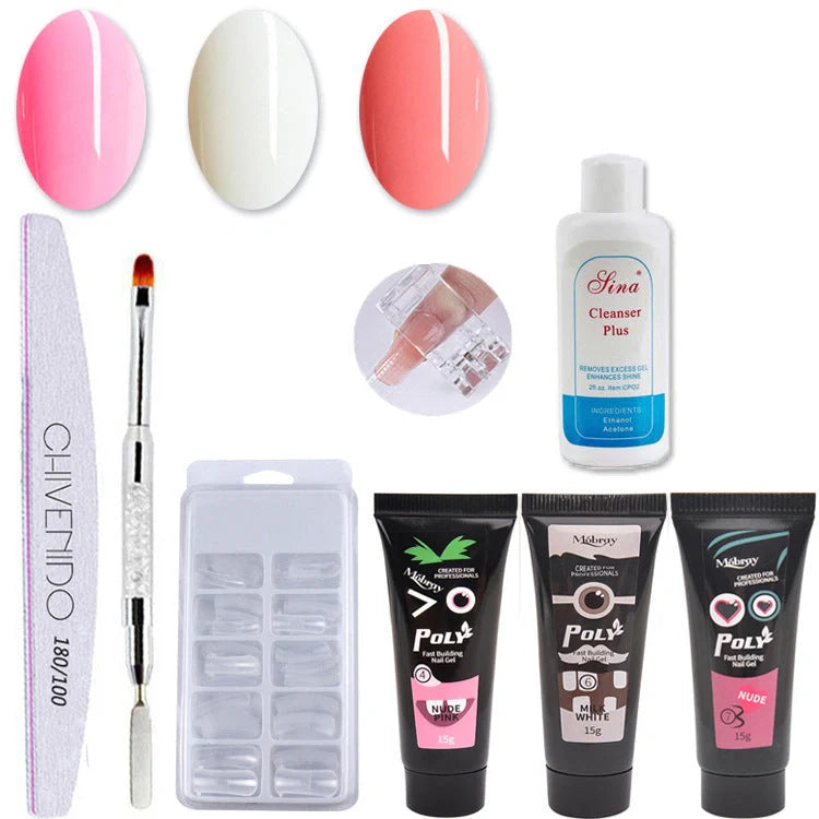 Nail Art Solid Extension Glue Set with four colour options for durable nail extensions