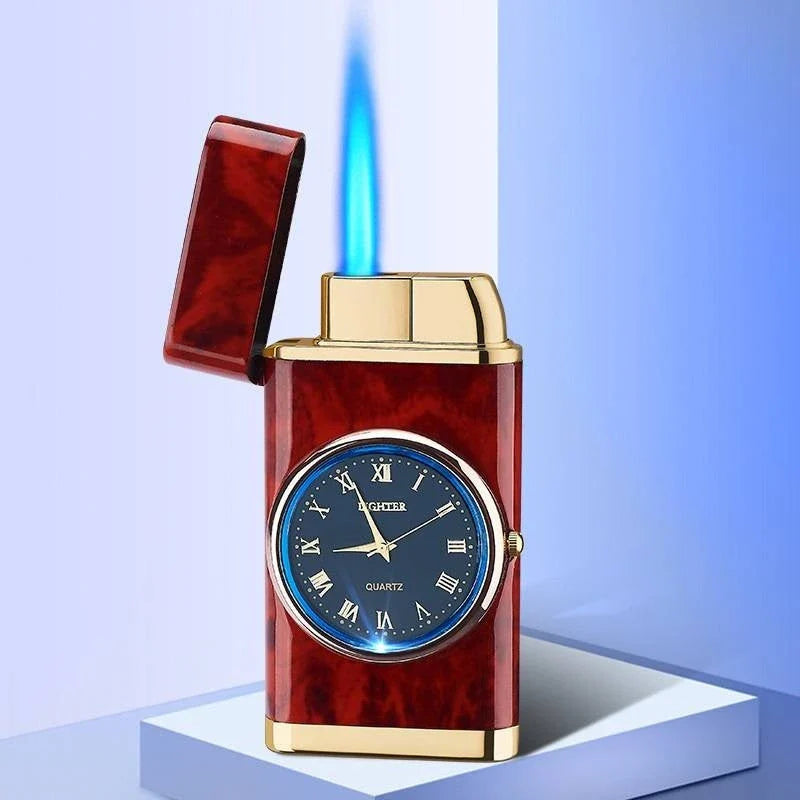 A versatile butane lighter watch with various color options and flame styles