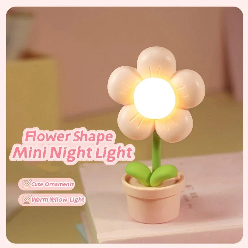 GiftHomen UK Mini Flower Night Lamp with Adjustable Warm Light and Phone Holder