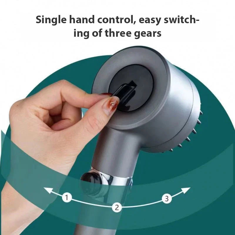 Premium 3-mode high-pressure shower head with detachable filter, made of durable ABS material for a relaxing and refreshing shower experience.