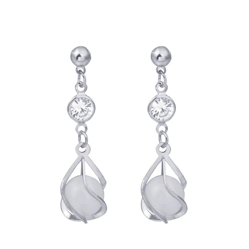 Crystal opal water drop earrings with electroplated finish in various colors