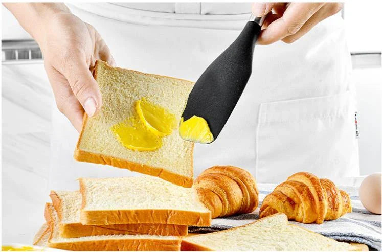 Premium silicone kitchen tool set with stainless steel handles, including various cooking and baking utensils