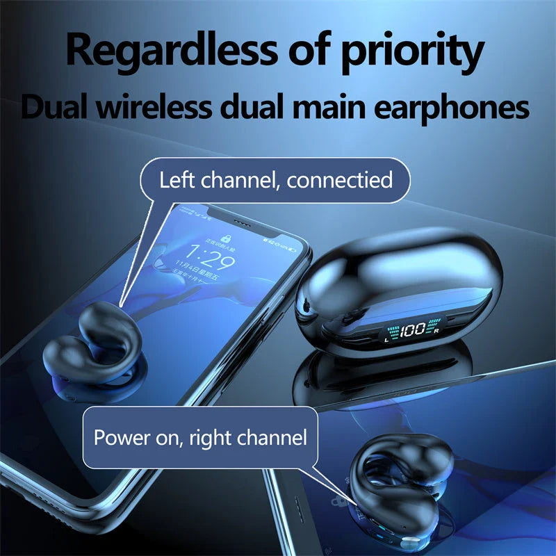 Premium Bone Conduction Wireless Earbuds with Bluetooth 5.3, Dual-Drive Audio, and Ergonomic Ear-Clip Design