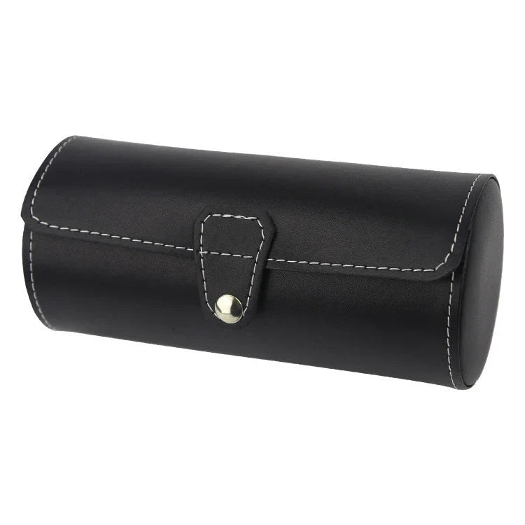 Premium British-made PU leather watch storage case with three dedicated slots to neatly organise and protect your watch collection