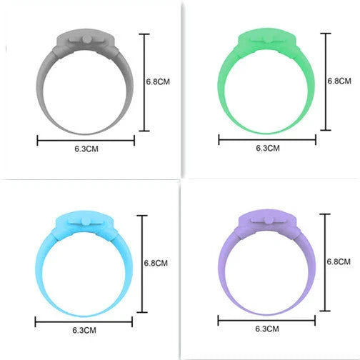 Premium wearable hand sanitiser dispenser bracelet in various colours, made with durable silicone TPU material