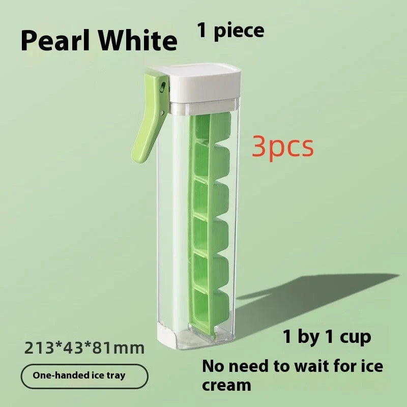 Premium ice cube trays in Maldives color and Pearl White, featuring one-touch release and food-grade materials for perfect homemade ice cubes