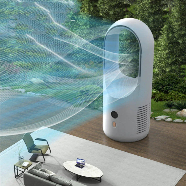 Powerful bladeless fan with sleek design and quiet operation for efficient cooling
