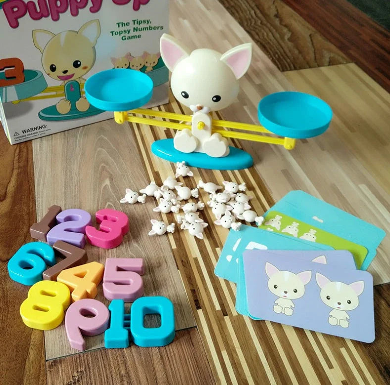 Engaging early learning math balance toys for preschool children featuring colorful animal designs