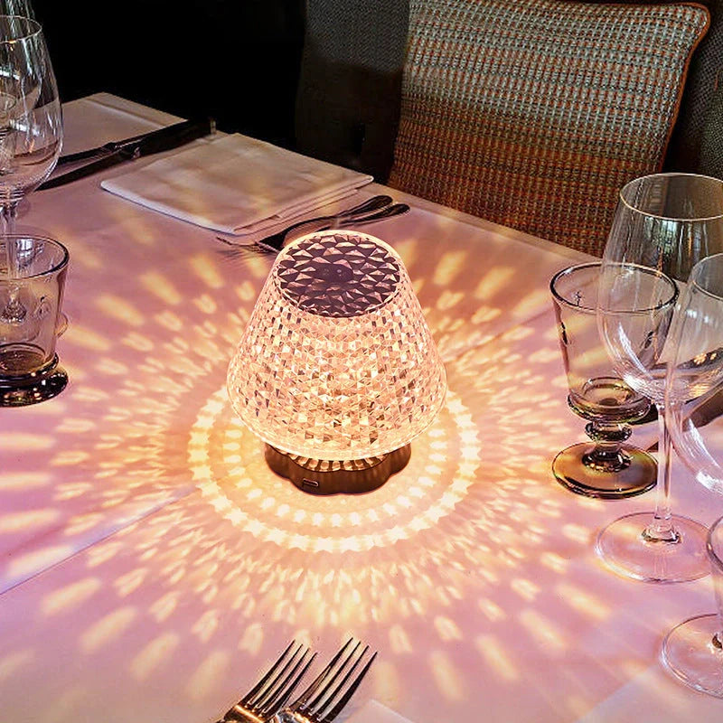 Diamond crystal table lamp with USB touch sensor and dimmable LED light