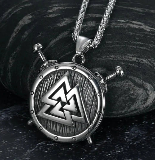 Vintage Norse rune necklaces for men, featuring a range of intricate Viking symbols and designs crafted from premium stainless steel