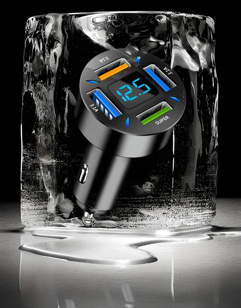 Super fast 66W USB car charger with PD quick charge port for rapid multi-device charging during road trips