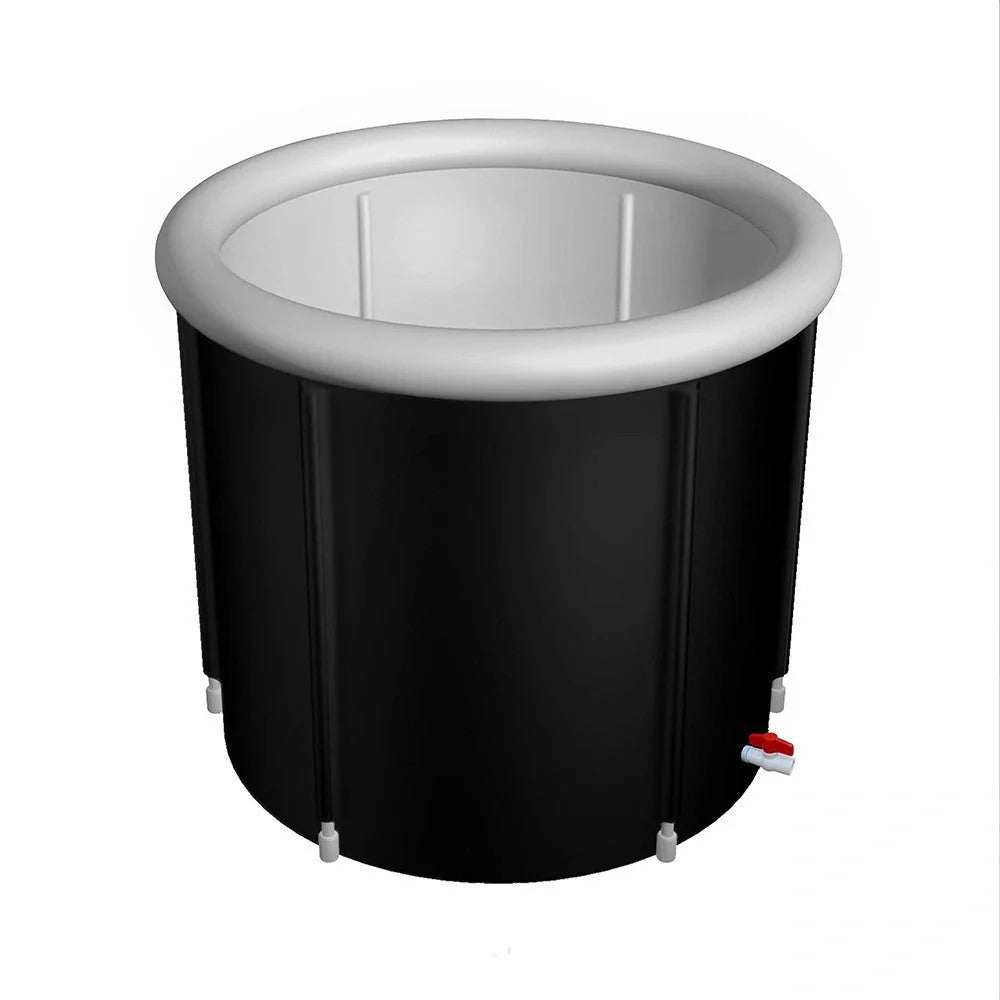 Portable Ice Bath with inflatable air ring for recovery therapy in black
