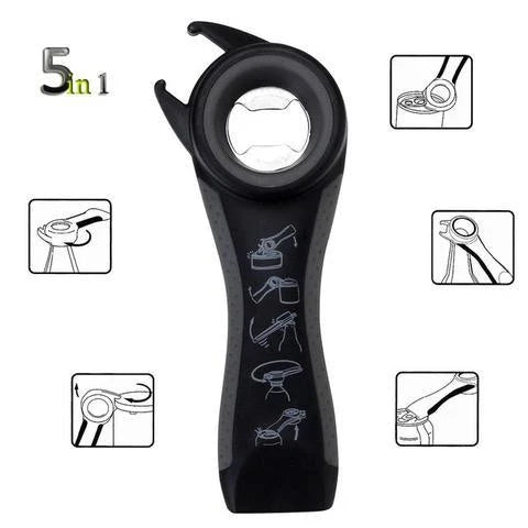 Versatile 5-in-1 stainless steel can opener and bottle opener - a must-have for any UK kitchen