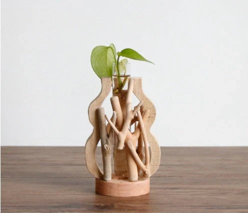 Elegant handcrafted wooden vase with intricate detailing, designed to elevate home decor
