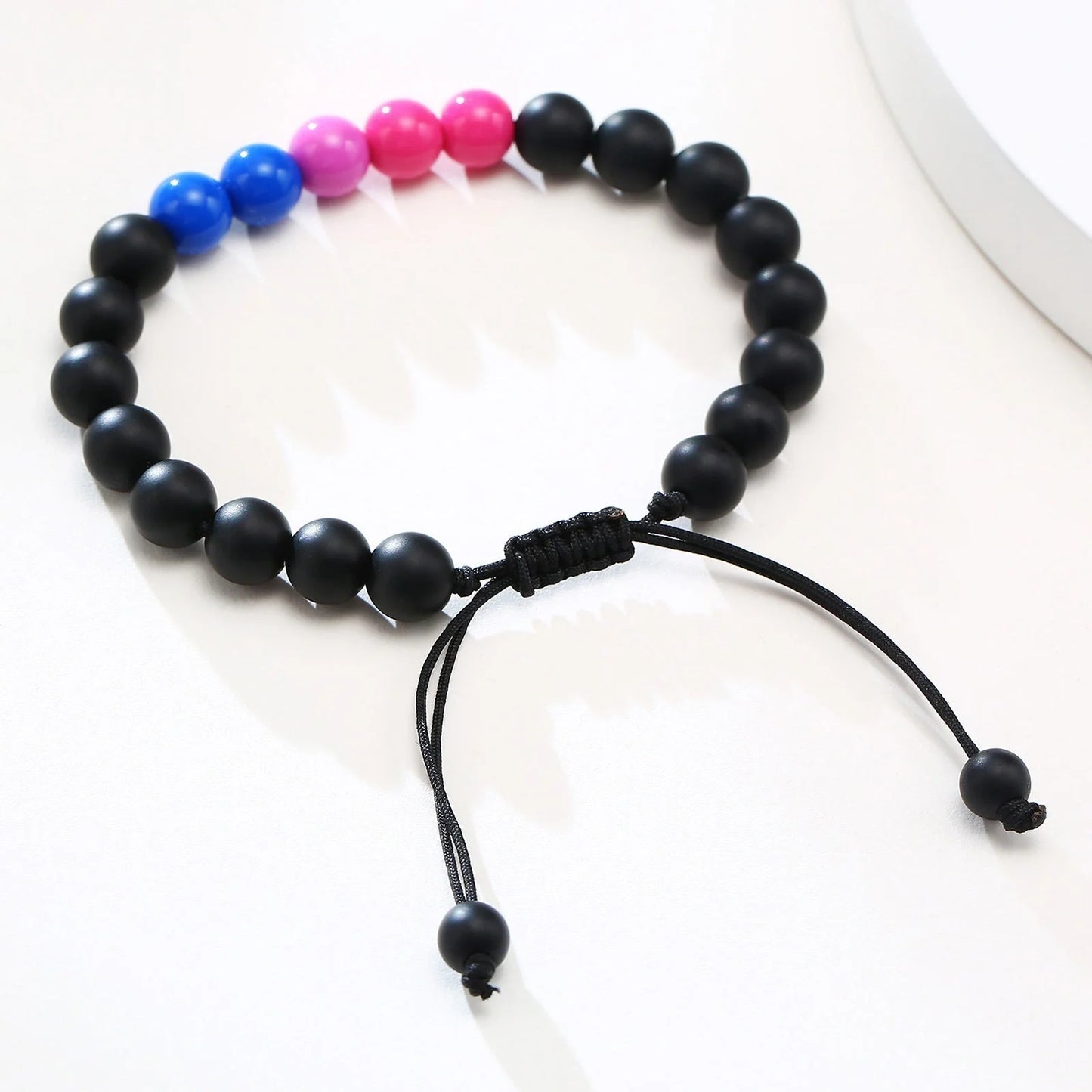 Premium black agate beaded bracelet with polished finish, suitable for men and women