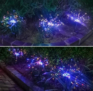 Radiant Solar-Powered Outdoor Fireworks Lights with dazzling LED display in various shapes and colours