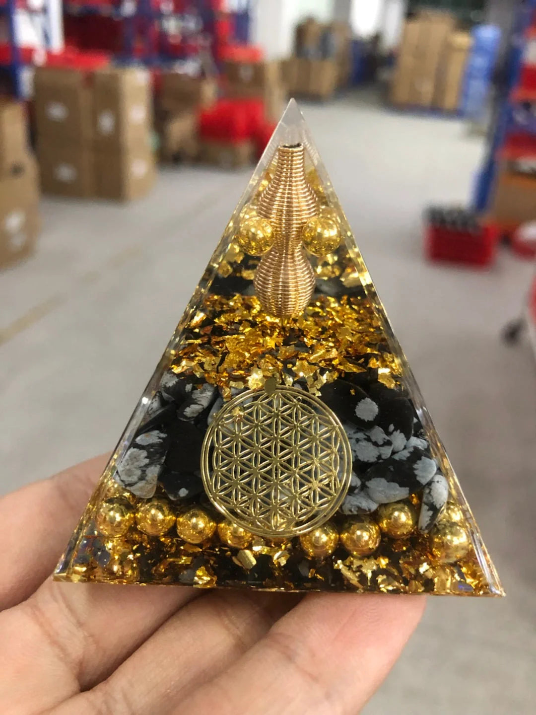 Reiki Orgonite Energy Pyramid for chakra balance and energy purification